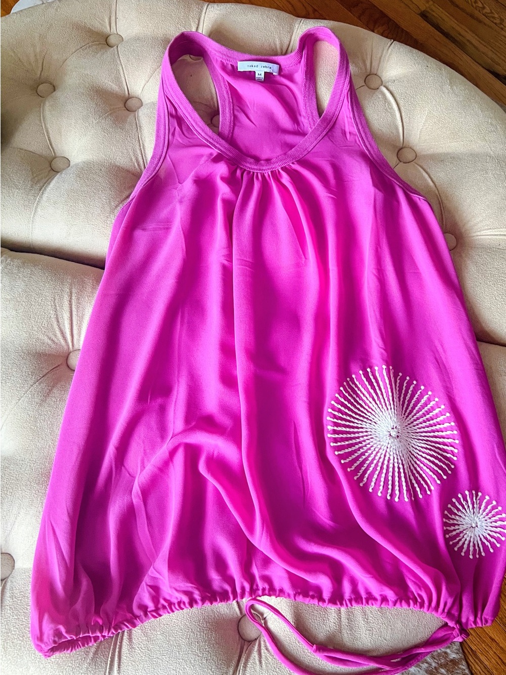 Who What Wear Hot Pink Racerback Tank with Bead Sunburst